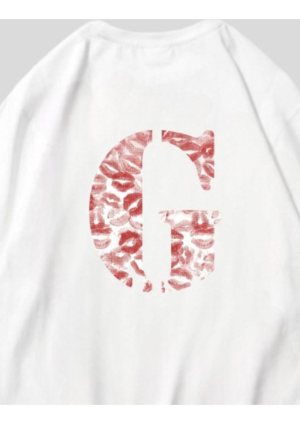 Sevgiliye Harfli Öpücük Kiss Design Baskılı Oversize Unisex T-Shirt fiyatları