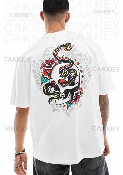 Kurukafa Baskılı Oversize T-Shirt