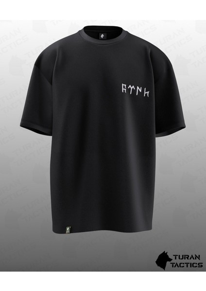 Göktürkçe Türk Tasarımlı Oversıze Unısex T-Shırt