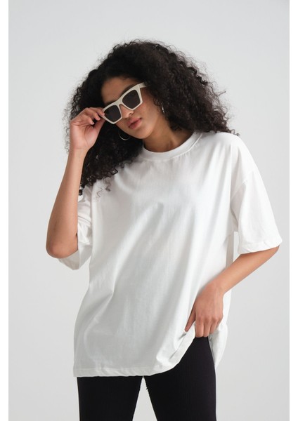 Oversize Basic Tişört Beyaz