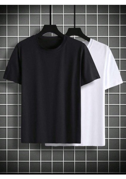 Unisex Bisiklet Yaka Oversize 2'li T-Shirt
