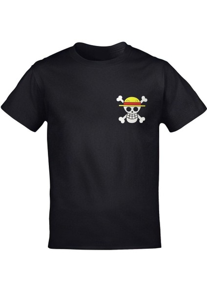 One Piece Monkey D. Luffy Silüet Ön Arka Baskılı Unisex Bisiklet Yaka Tişört fiyatları