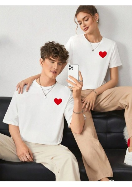 Kalp Baskılı Oversize Çift T-Shirtü fiyatları