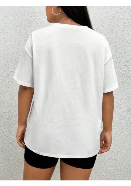 Kadın Sweatheart Baskılı Oversize T-Shirt fiyatları