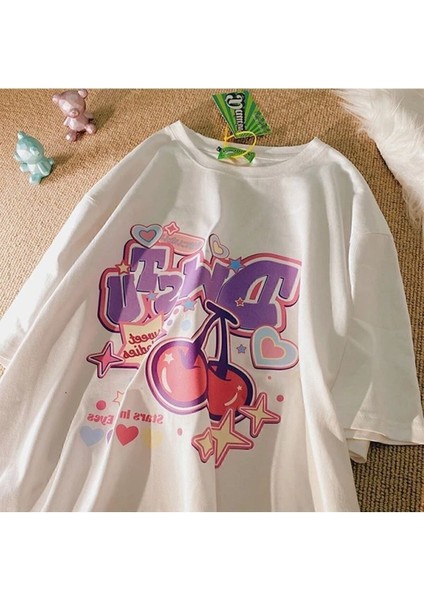 Cartoon Cherry Beyaz T-Shirt ( )