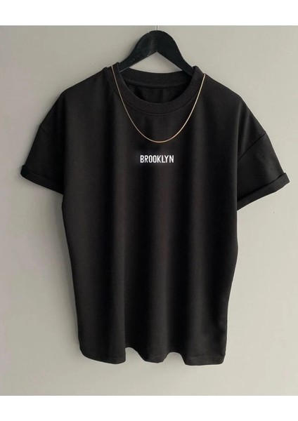 Brooklyn Yazılı Oversize %100 Pamuk T-Shirt