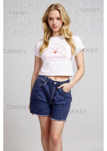 Love Letter To Myself Yazılı Baskılı Crop T-Shirt