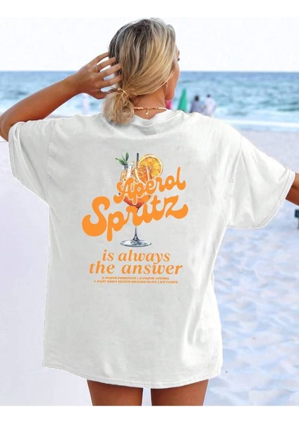 Kokteyl Baskılı Plajda Tatilde Dışarda Giymelik Rahat Oversize Kadın Tshirt fiyatları