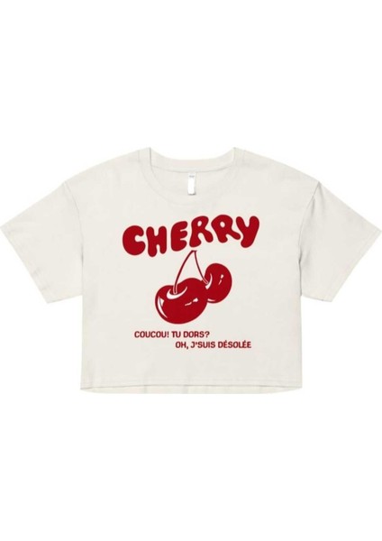 Yazılı ve Baskılı Oversize Pamuklu Rahat Kalıp Crop Tshirt