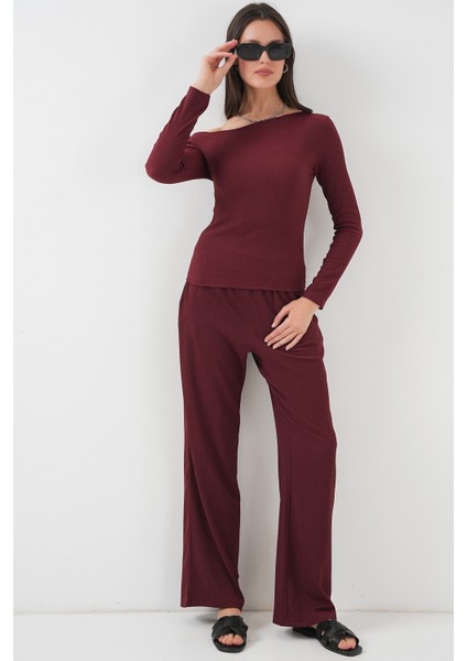 6708 Düşük Omuz Alt Üst Takım - Bordo modelleri