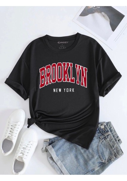 Brooklyn Baskılı Oversize T-Shirt