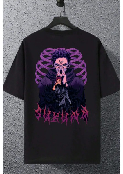 Tasarım Jujutsu Kaisen Yuji Itadori Sukuna Anime Baskılı Oversize %100 Pamuk T-Shirt