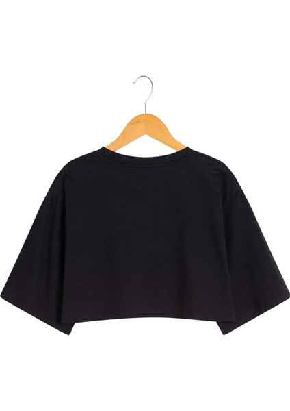 Kadın Sevimli Minik Kedi Baskılı Crop T-Shirt fiyatları