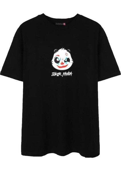 Oversize Joker Panda Sırt Baskılı Siyah Tişört fiyatları