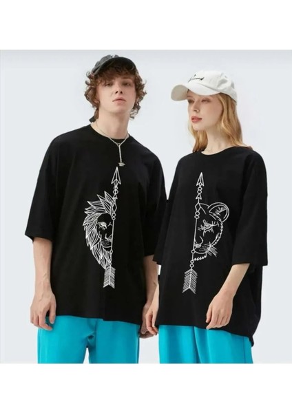 Aslan Baskılı Oversize Sevgili Çift Kombini T-Shirt ( Istenilen Bedeni Soru Cevaptan Belirtiniz) fiyatları