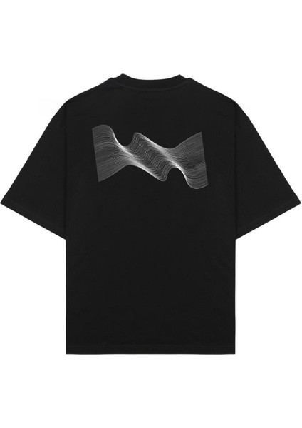 Curve Baskılı Siyah Beyaz Premium Oversize T-Shirt