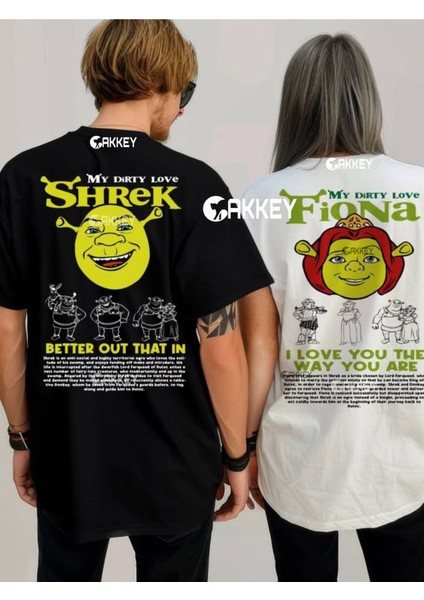 Trend 14 Şubat Sevgililer Günü Fiona&shrek-Eşek Baskılı Couple Çift Sevgili T-Shirt fiyatları