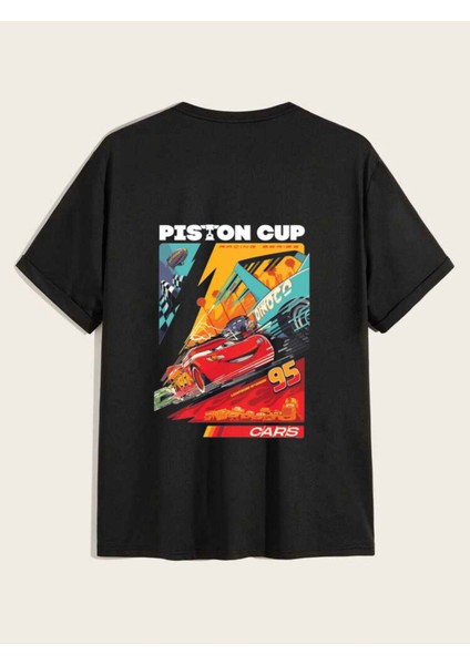 Arabalar Piston Cup Baskılı Oversize T-Shirt