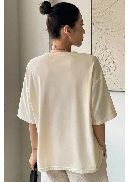 Unisex Balance Baskılı Oversize Boyfriend T-Shirt modelleri