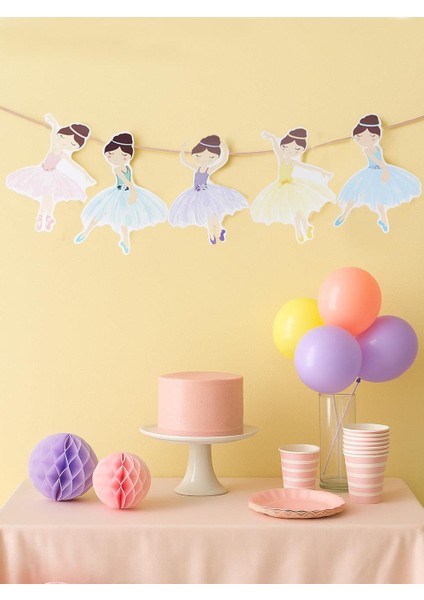 Balerin Temalı Dekoratif Banner Asılabilir Doğum Günü Parti Süsü