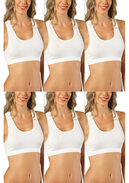 Genç Kız Pamuklu Likralı Yarım Atlet Sporcu Sütyeni 6'lı Paket fiyatları