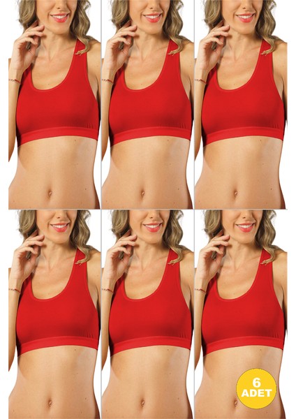 Genç Kız Pamuklu Likralı Yarım Atlet Sporcu Sütyeni 6'lı Paket