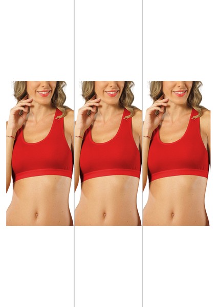 Genç Kız Pamuklu Likralı Yarım Atlet Sporcu Sütyeni 3'lü Paket fiyatları