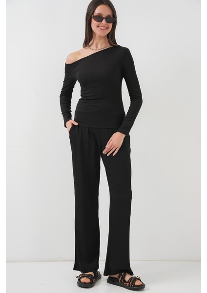 6708 Düşük Omuz Alt Üst Takım - Siyah modelleri