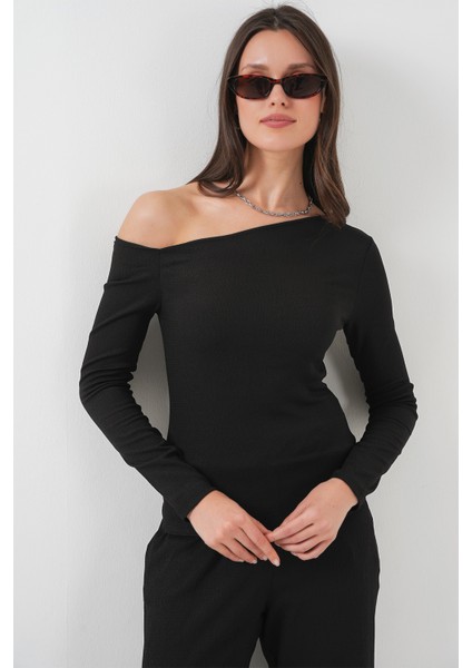 6708 Düşük Omuz Alt Üst Takım - Siyah fırsatları