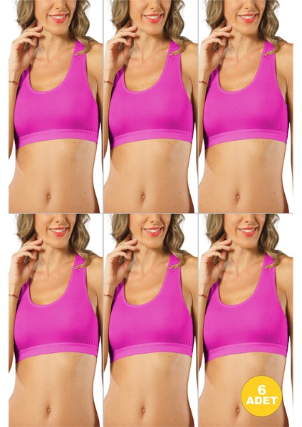 Genç Kız Pamuklu Likralı Yarım Atlet Sporcu Sütyeni 6'lı Paket