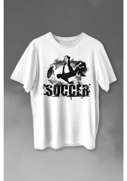 Tasarım Soccer Baskılı Oversize %100 Pamuk T-Shirt