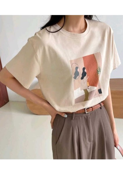 Bej Women Baskılı Oversize T-Shirt fiyatları