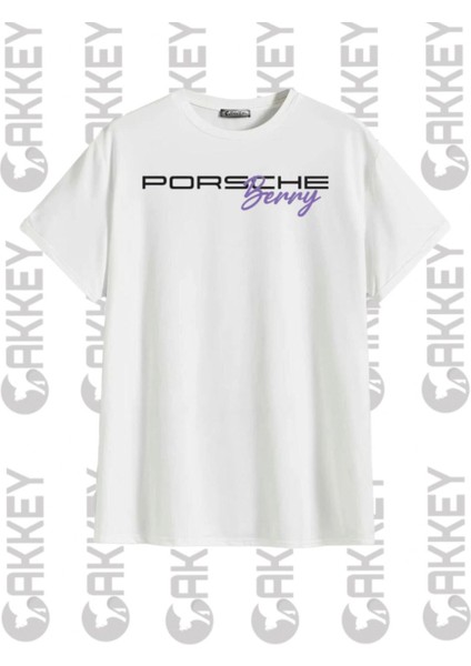 Unisex Porsche Berry Baskılı Oversize T-Shirt modelleri