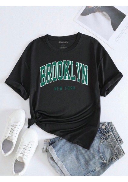 Brooklyn Baskılı Oversize T-Shirt