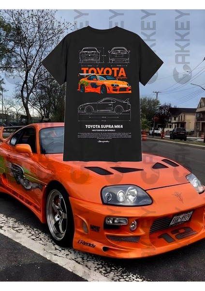 Hızlı ve Öfkeli Toyota Supra Mk4 Baskılı Oversize T-Shirt