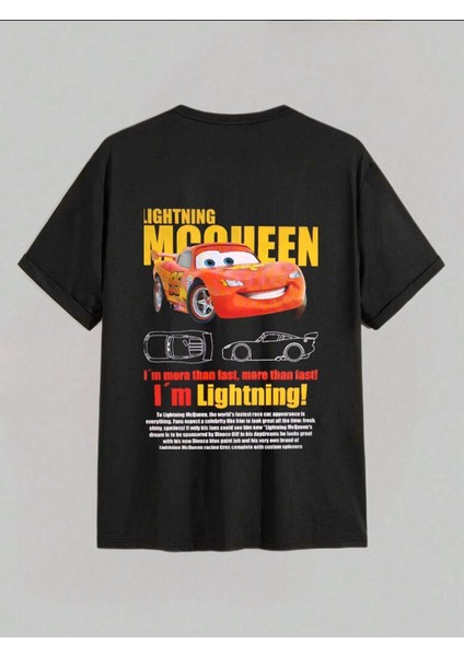 Arabalar Baskılı Oversize T-Shirt