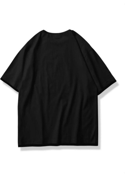 Baskılı Siyah Bisiklet Yaka T-Shirt fiyatları