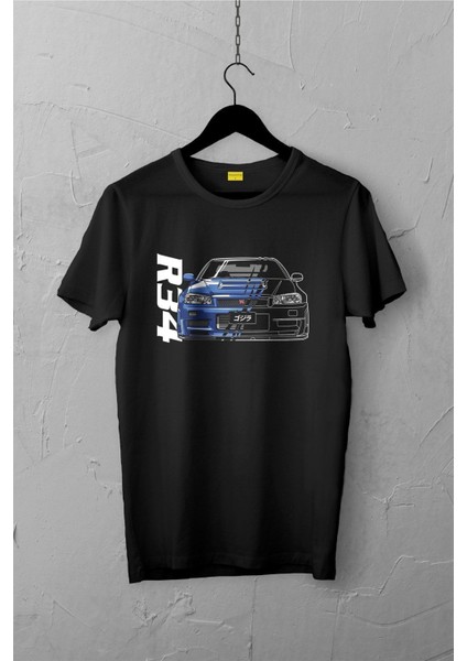 Nissan Skyline R34 Gtr Design Tshirt , Premium, Çatlama Solma Yapmaz / Otomobil