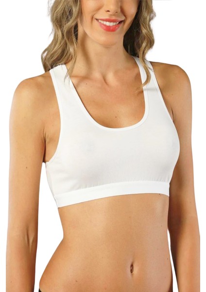 Genç Kız Pamuklu Likralı Yarım Atlet Sporcu Sütyeni 3'lü Paket modelleri