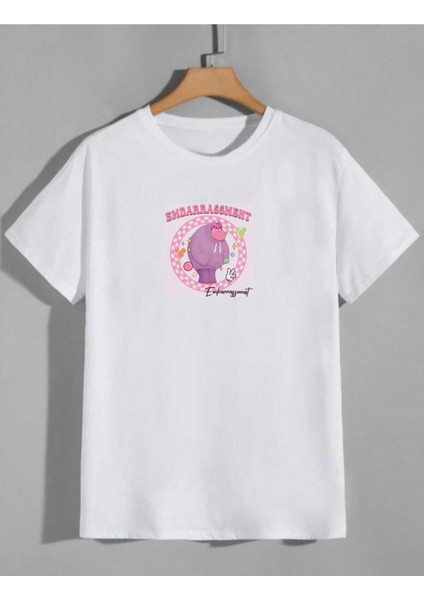 Beyaz Ters Yüz Karakterleri Ön Arka Baskılı Oversize Unisex Tshirt fiyatları
