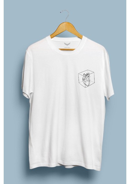 Oversize Unısex Love In Box Baskılı Tişört Beyaz