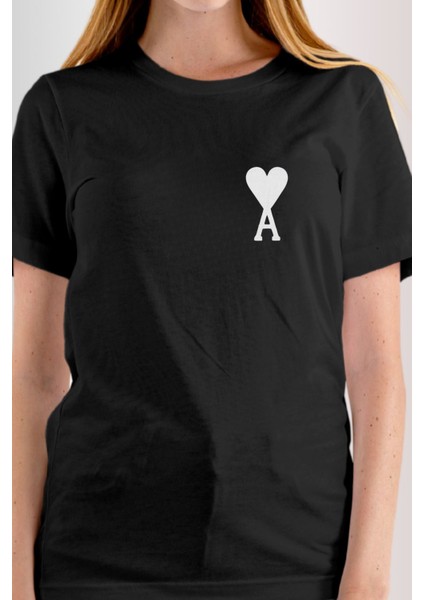 Unisex Ami Paris Baskılı Oversize %100 Pamuk Bisiklet Yaka Boyfriend T-Shirt