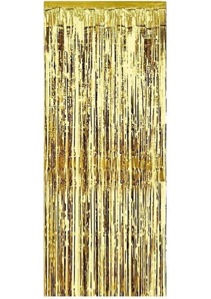 Metalize Parti Perdesi Kapı ve Fon Perdesi Altın 90 x 200
