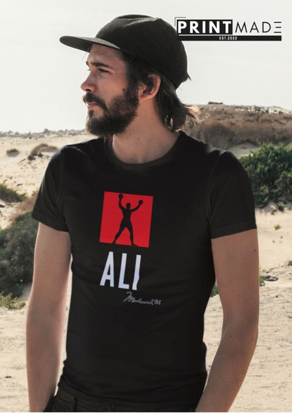 Ali Bisiklet Yaka Yüksek Kalite Baskılı T-Shirt
