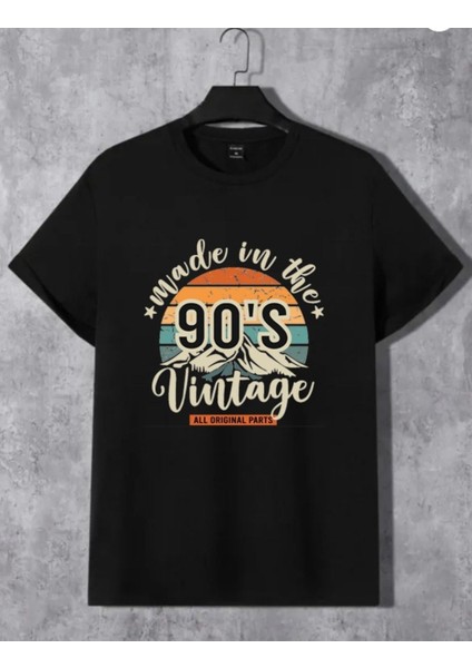 Siyah 90'lı Baskılı Oversize T-Shirt