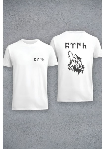 Tasarım Ulu Kurt Türk Baskılı Oversize Kısa Kol %100 Pamuk T-Shirt