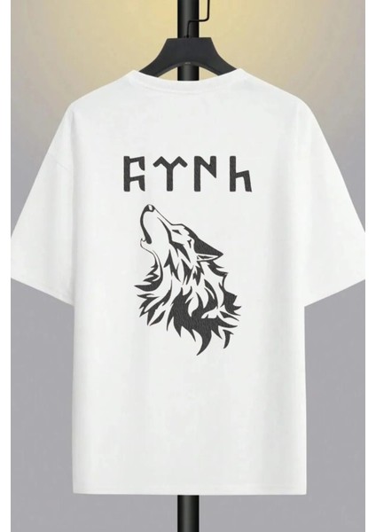 Tasarım Ulu Kurt Türk Baskılı Oversize Kısa Kol %100 Pamuk T-Shirt fiyatları