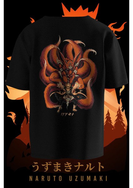Naruto Shippuden: Uzumaki Naruto Baskılı Oversized Anime Tshirt