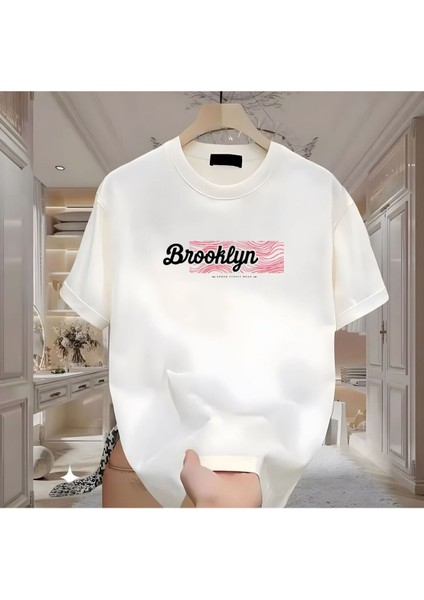 Brooklyn Baskılı Beyaz Tshirt