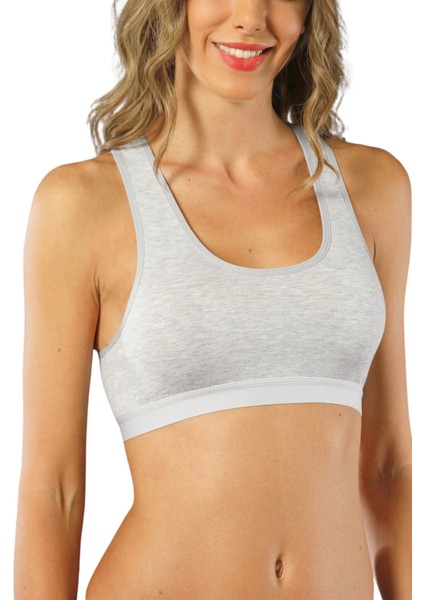 Genç Kız Pamuklu Likralı Yarım Atlet Sporcu Sütyeni 3'lü Paket modelleri